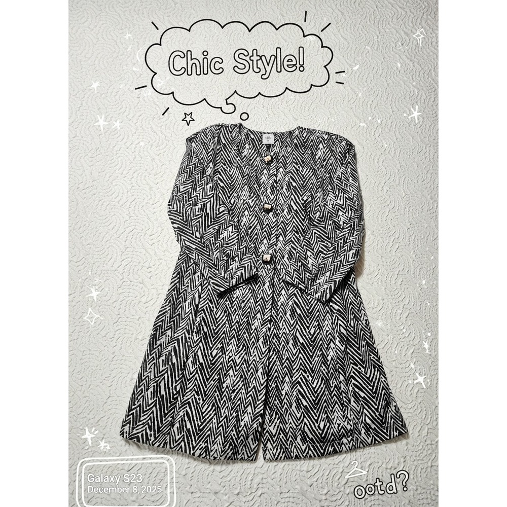 Cabi Zig Zag Ponte Knit Jacket Womens Size M Y2K Style #3034Black White Blazer